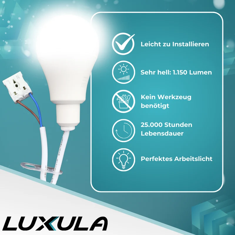 10er Set LED Renovierungslampe, 11W, 1150lm, 4000K, mit Kabel und Klemme