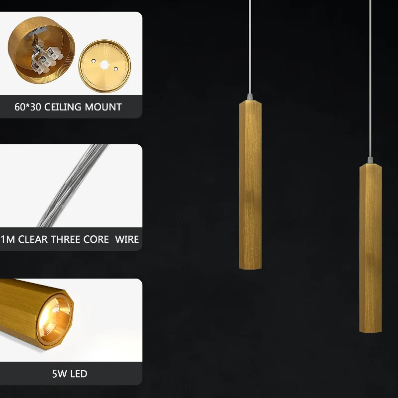 Pendelleuchte röhre schwarz , gold | Ø30cm | bar lampe~2603