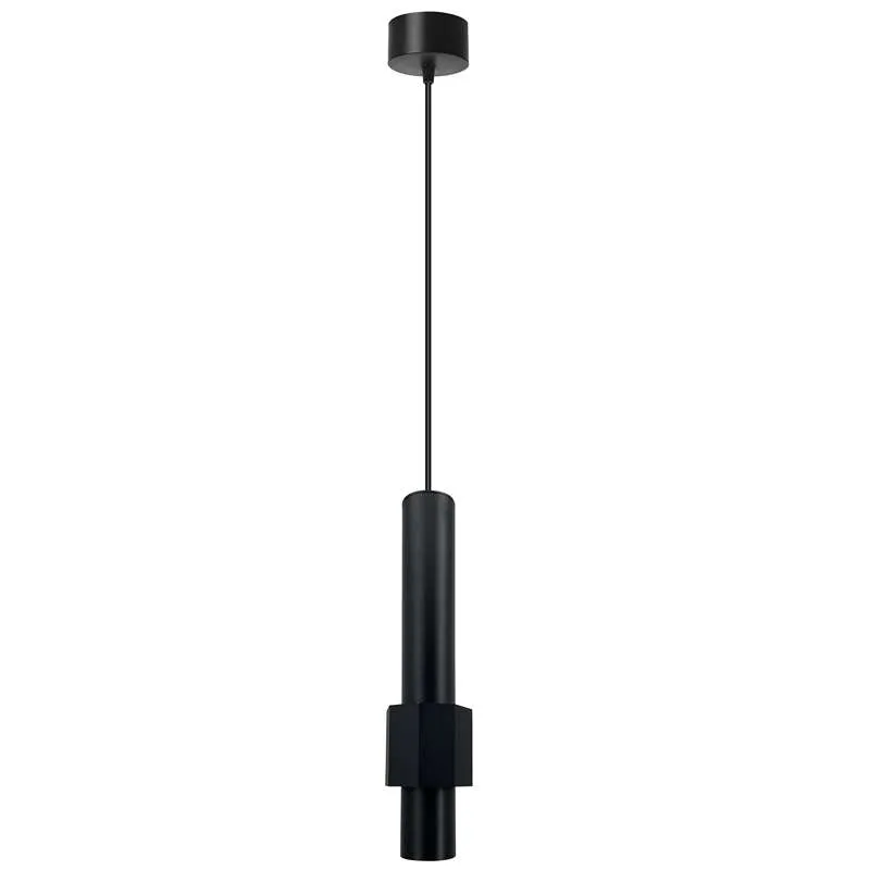 Moderne zylindrische LED-Deckenleuchte mit langen Röhren aus Aluminium in Schwarz und Gold~2604