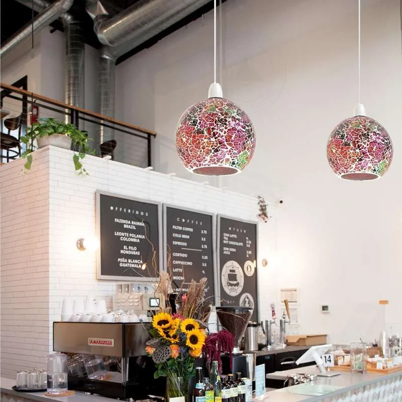 Vintage Glaskugel Lampenschirm im Mosaik Stil Glasschirm