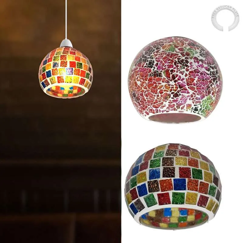 Vintage Glaskugel Lampenschirm im Mosaik Stil Glasschirm