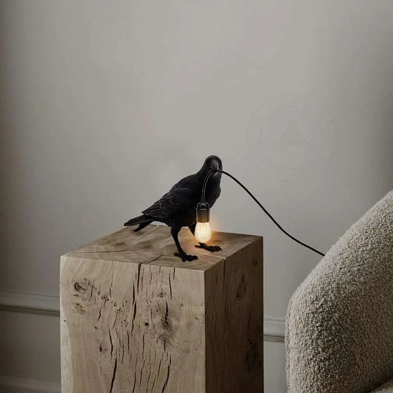 Vogel Tischlampe Krähe E27 Nachttischleuchte – UK Stecker ~2589