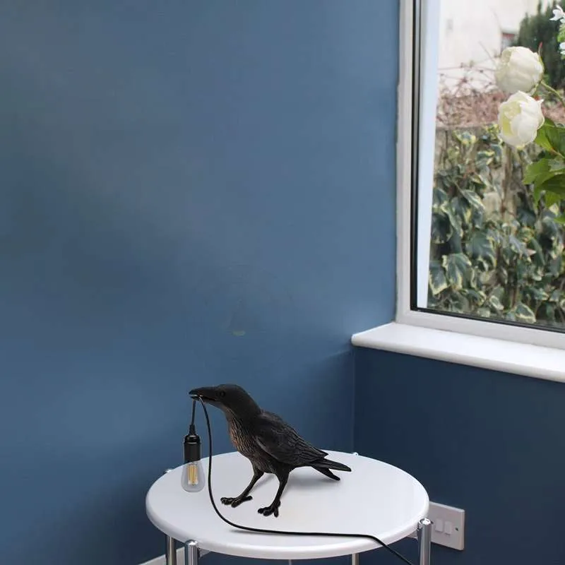 Vogel Tischlampe Krähe E27 Nachttischleuchte – UK Stecker ~2589