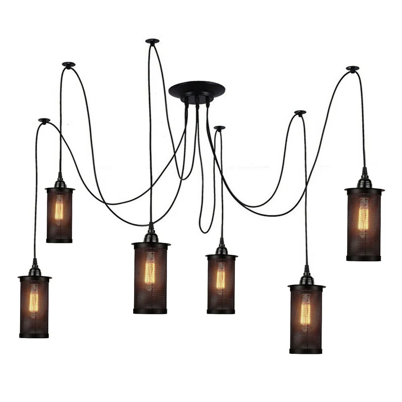 Retro Vintage Kronleuchter Deckenspinne Licht Industrielle Anhänger DIY Lampe E27~2276
