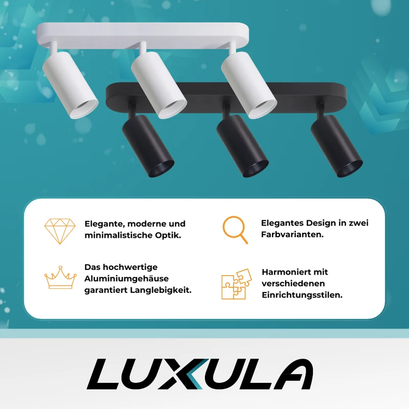 Schwenkbarer LED Aufbauspot mit GU10 Fassung, 3-flammig, weiß, IP20, Aluminium