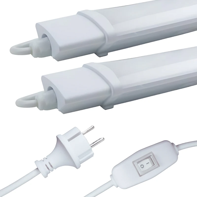 2er Set LED Feuchtraumleuchte, 22 W, 2000lm, 4000K, 900 mm, IP65, mit Schalter und IP44 Stecker