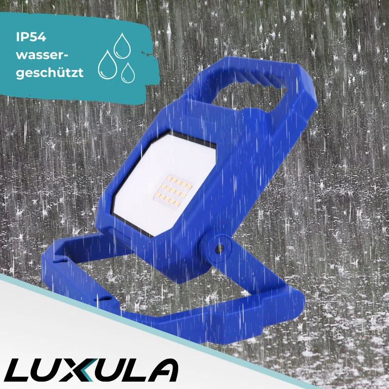 2er Set LED Baustrahler mit Akku, faltbar, 6 W, 800 lm, 4000 K (neutralweiß), IP54, 7 Stunden Lichtzeit, USB In- und Output, flexible Arbeitsleuchte