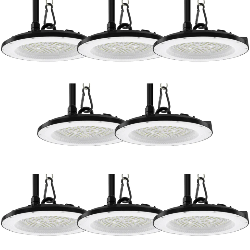 8er Pack LED-HighBay, UFO, 200 W, 20000 lm, CCT 3000-6500 K (warm-, neutral-, kaltweiß), IP65, EPISTAR