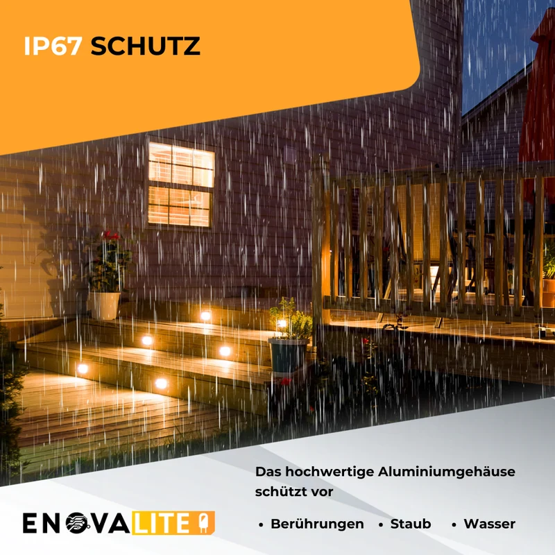 4er Set LED Bodeneinbaustrahler, 7 W, 490 lm, 3000 K (warmweiß), Chromoptik, Edelstahl und Aluminiumdruckguss, EPISTAR