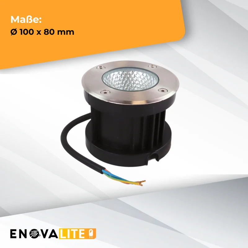 4er Set LED Bodeneinbaustrahler, 7 W, 490 lm, 3000 K (warmweiß), Chromoptik, Edelstahl und Aluminiumdruckguss, EPISTAR