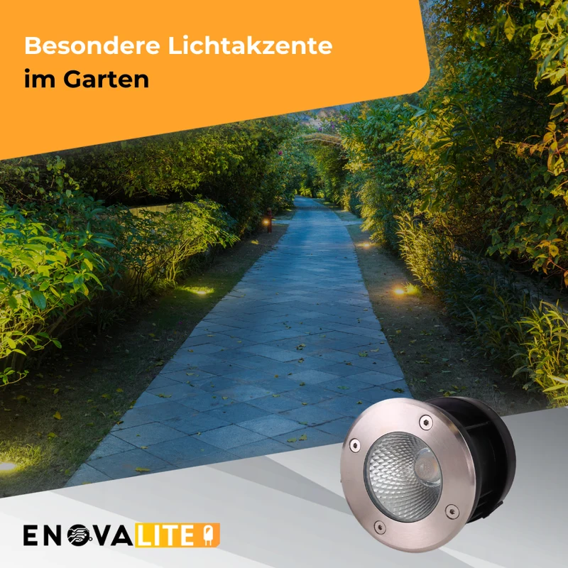 4er Set LED Bodeneinbaustrahler, 7 W, 490 lm, 3000 K (warmweiß), Chromoptik, Edelstahl und Aluminiumdruckguss, EPISTAR