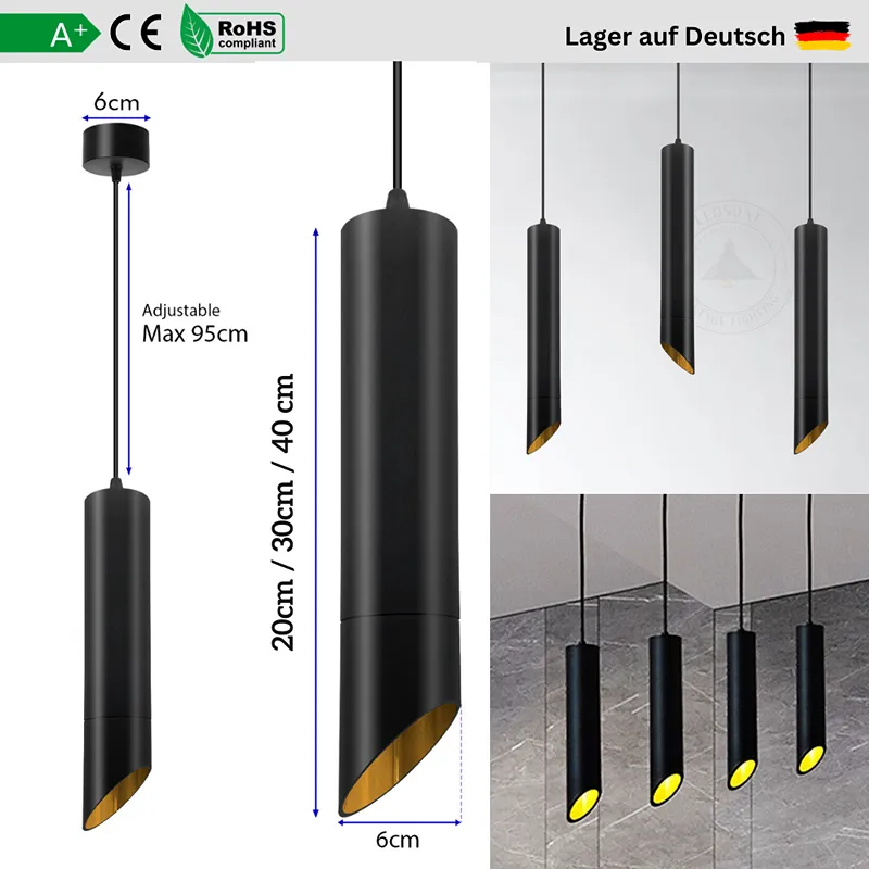 LEDSONE Hängelampe Schwarz Geriffelter Metallschirm ~2593