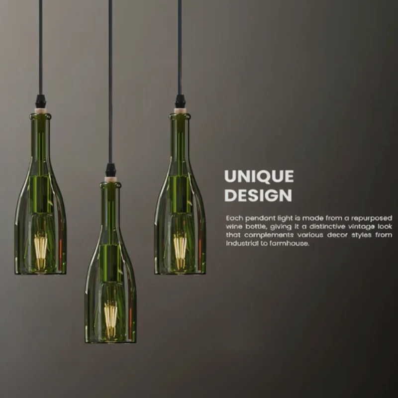LEDSONE Weinflaschen Pendelleuchte Glas-Hängelampe ~2582
