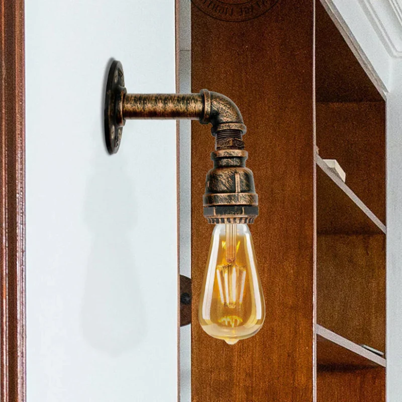 Vintage Wasserrohr Wandlampe Wandleuchte Eisen ~2579