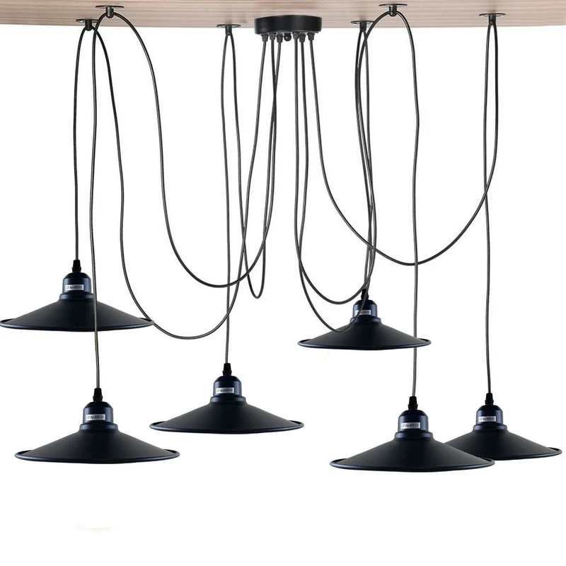 LEDSone Vintage Pendelleuchte 6-flammig Schwarz E27 ~2270