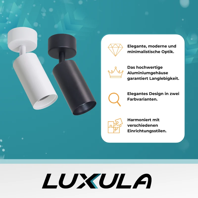 Schwenkbarer LED Aufbauspot mit GU10 Fassung, schwarz, IP20, Aluminium