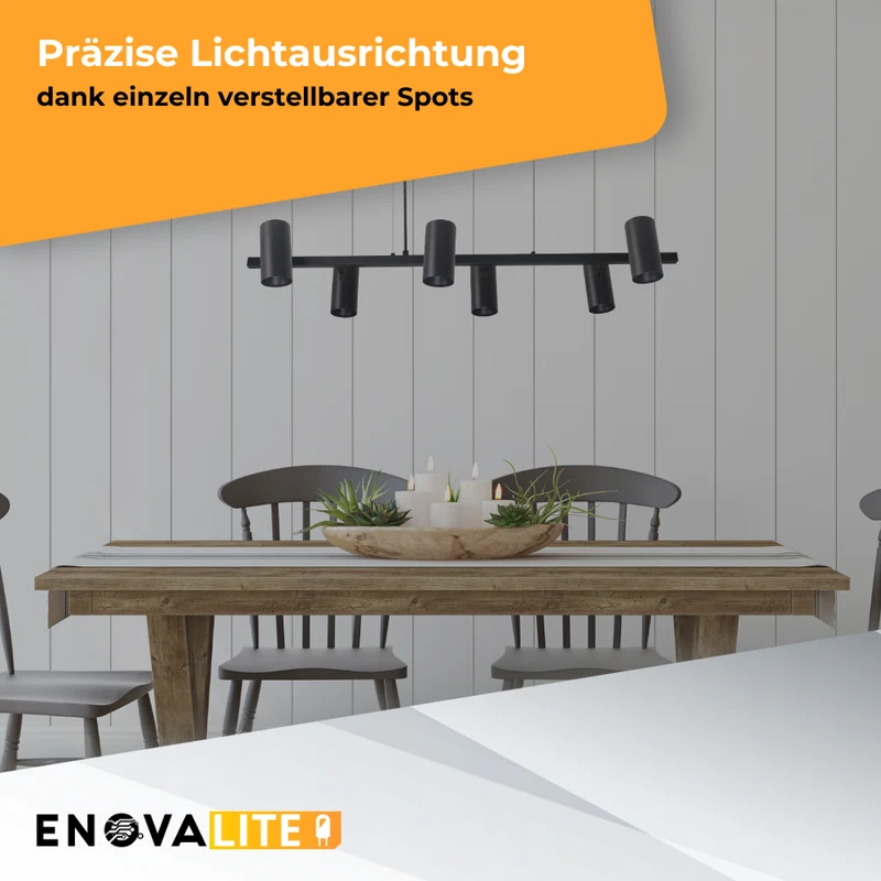 LED Pendelleuchte, 6-flammig, GU10-Fassung, schwarz