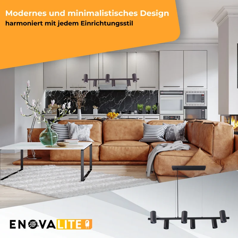 LED Pendelleuchte, 6-flammig, GU10-Fassung, schwarz
