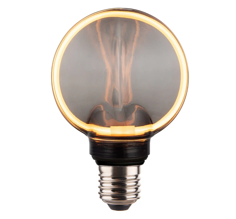 LED Filament Leuchtmittel CIRCLE Smoke, inkl schwarzer E27-Fassung mit Textilkabel 1,5m, 4W, 100lm, 1800K, dimmbar