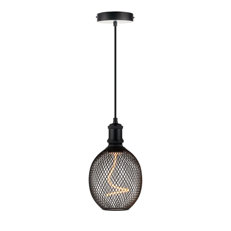 LED Filament Leuchtmittel Vintage MESH, inkl schwarzer E27-Fassung mit Textilkabel 1,5m, 4.9W, 200lm, 1800K, dimmbar