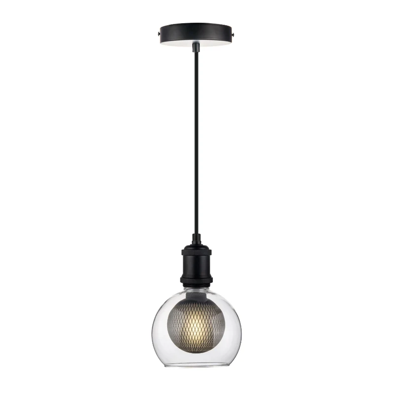 LED Filament Leuchtmittel BUBBLE MESH, inkl schwarzer E27-Fassung mit Textilkabel, 1,5m, 4W, 470lm, 2700K, dimmbar