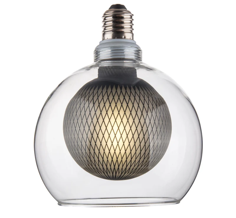 LED Filament Leuchtmittel BUBBLE MESH, inkl schwarzer E27-Fassung mit Textilkabel, 1,5m, 4W, 470lm, 2700K, dimmbar