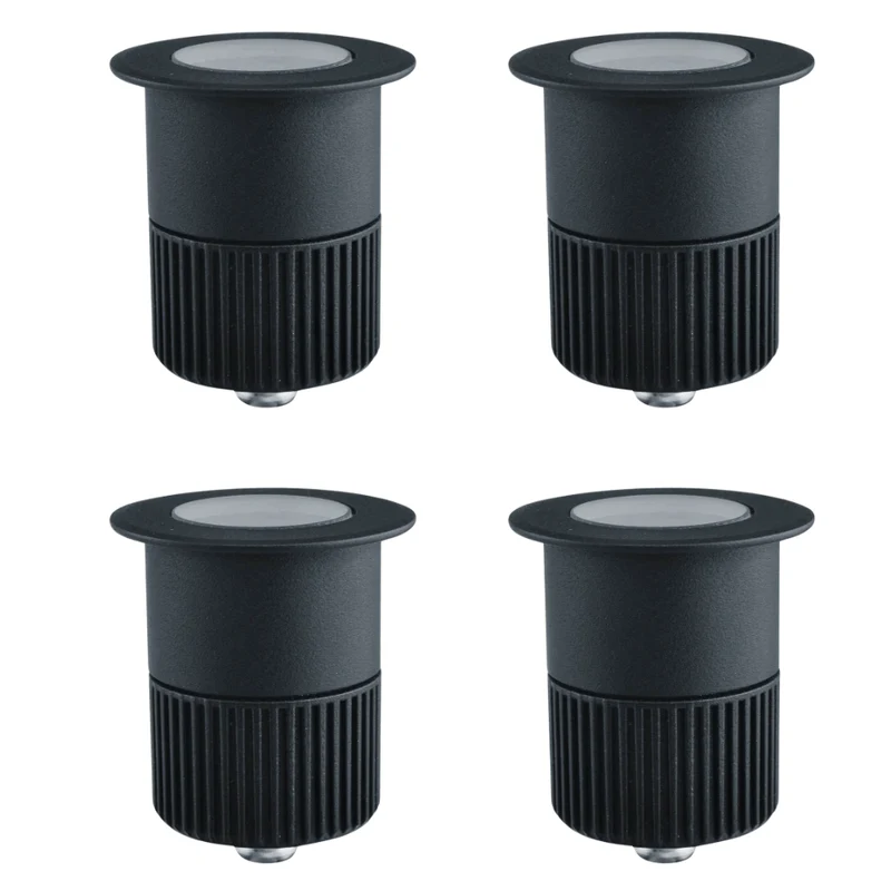 4er Set LED Bodeneinbaustrahler, Ø 65 x 80 mm, 5 W, 300 lm, 3000 K (warmweiß), schwarz, Aluminiumdruckguss, EPISTAR
