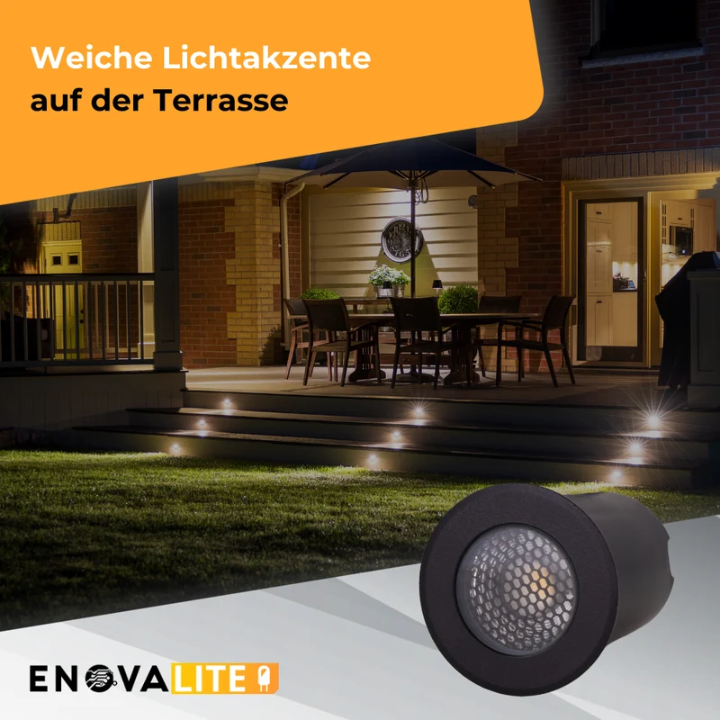 4er Set LED Bodeneinbaustrahler, Ø 65 x 80 mm, 5 W, 300 lm, 3000 K (warmweiß), schwarz, Aluminiumdruckguss, EPISTAR