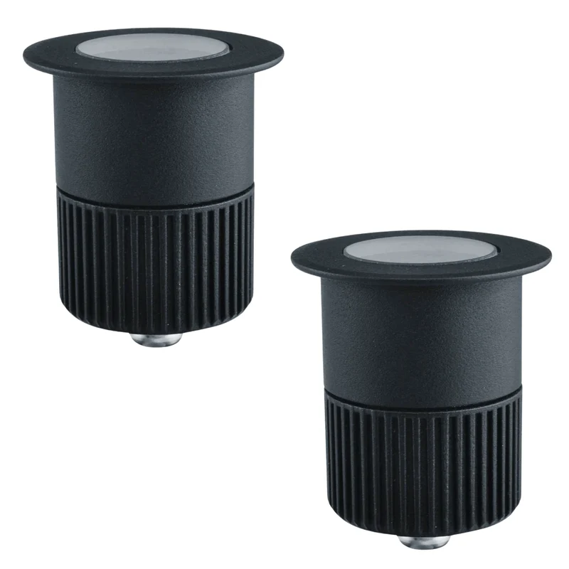 2er Set LED Bodeneinbaustrahler, Ø 65 x 80 mm, 5 W, 300 lm, 3000 K (warmweiß), schwarz, Aluminiumdruckguss, EPISTAR