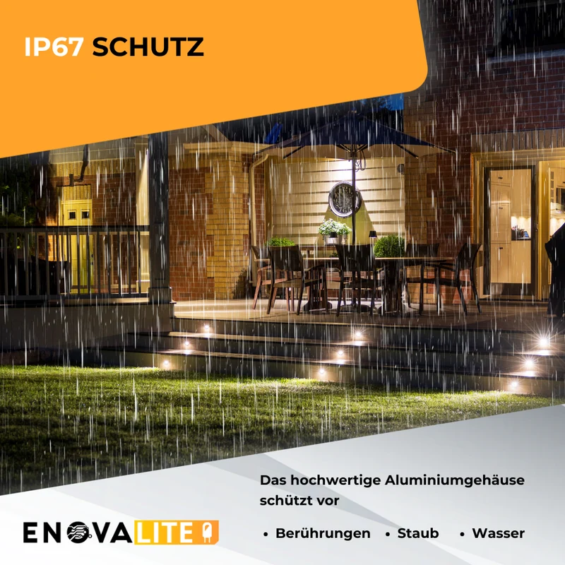 2er Set LED Bodeneinbaustrahler, Ø 65 x 80 mm, 5 W, 300 lm, 3000 K (warmweiß), schwarz, Aluminiumdruckguss, EPISTAR