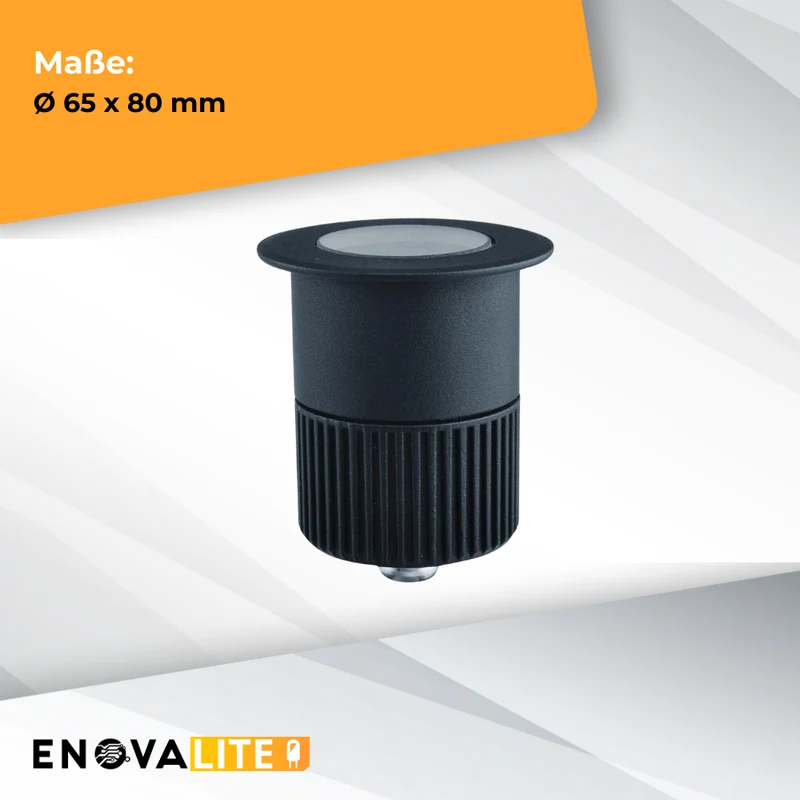 2er Set LED Bodeneinbaustrahler, Ø 65 x 80 mm, 5 W, 300 lm, 3000 K (warmweiß), schwarz, Aluminiumdruckguss, EPISTAR