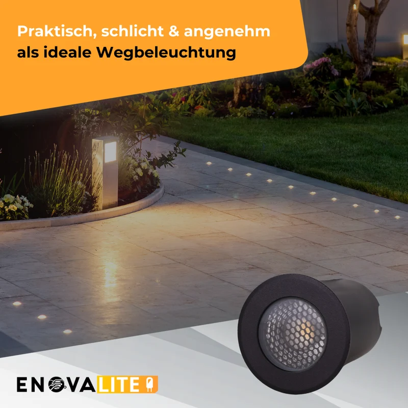 2er Set LED Bodeneinbaustrahler, Ø 65 x 80 mm, 5 W, 300 lm, 3000 K (warmweiß), schwarz, Aluminiumdruckguss, EPISTAR