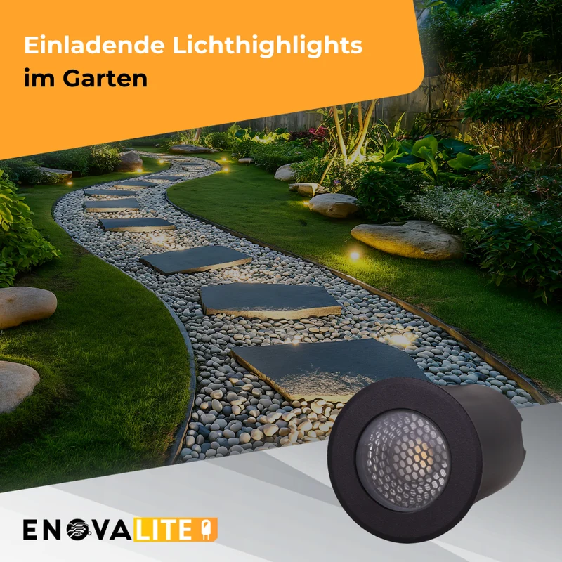 2er Set LED Bodeneinbaustrahler, Ø 65 x 80 mm, 5 W, 300 lm, 3000 K (warmweiß), schwarz, Aluminiumdruckguss, EPISTAR
