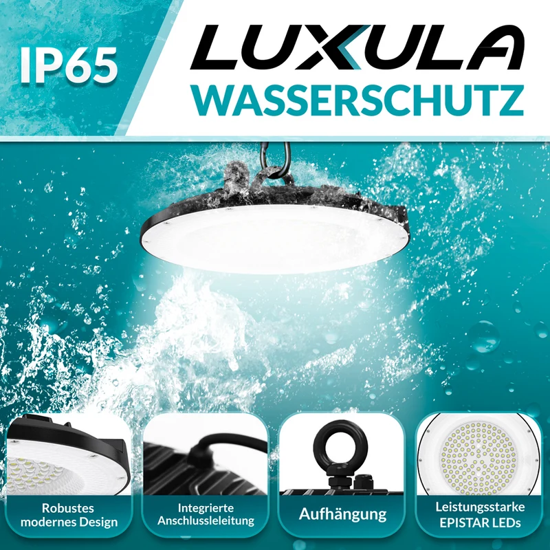 10er Pack LED-HighBay, UFO, 100 W, 10000 lm, 3CCT 3000-6500 K (warm-, neutral-, kaltweiß), IP65, EPISTAR
