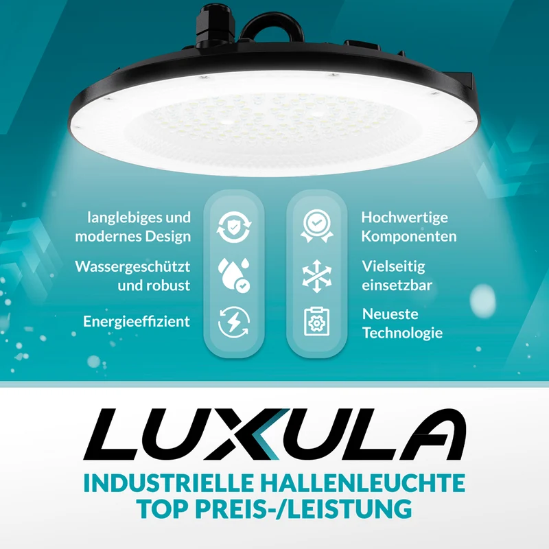 10er Pack LED-HighBay, UFO, 100 W, 10000 lm, 3CCT 3000-6500 K (warm-, neutral-, kaltweiß), IP65, EPISTAR