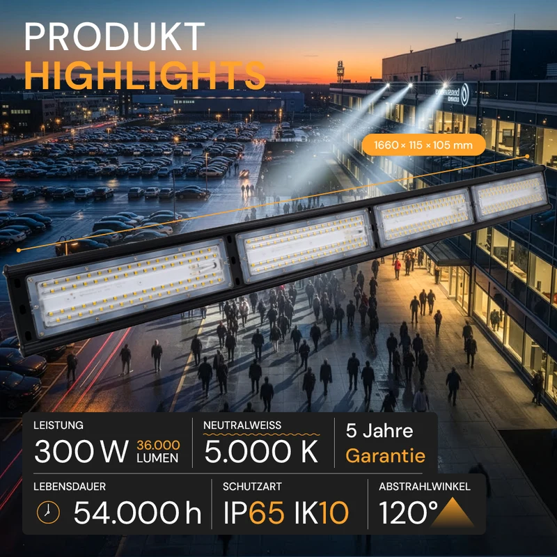 2er Pack LED HighBay Linear, 300 W, 36000 lm, 5000 K (neutralweiß)