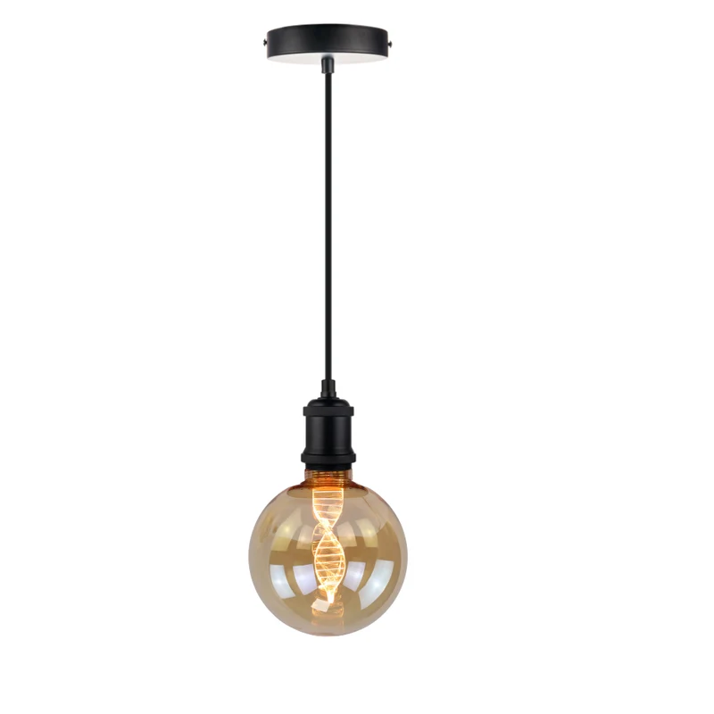 LED Filament Leuchtmittel, inkl schwarzer E27-Fassung mit Textiklkabel, 1,5m, 3.5W, 120lm, 1800K, dimmbar