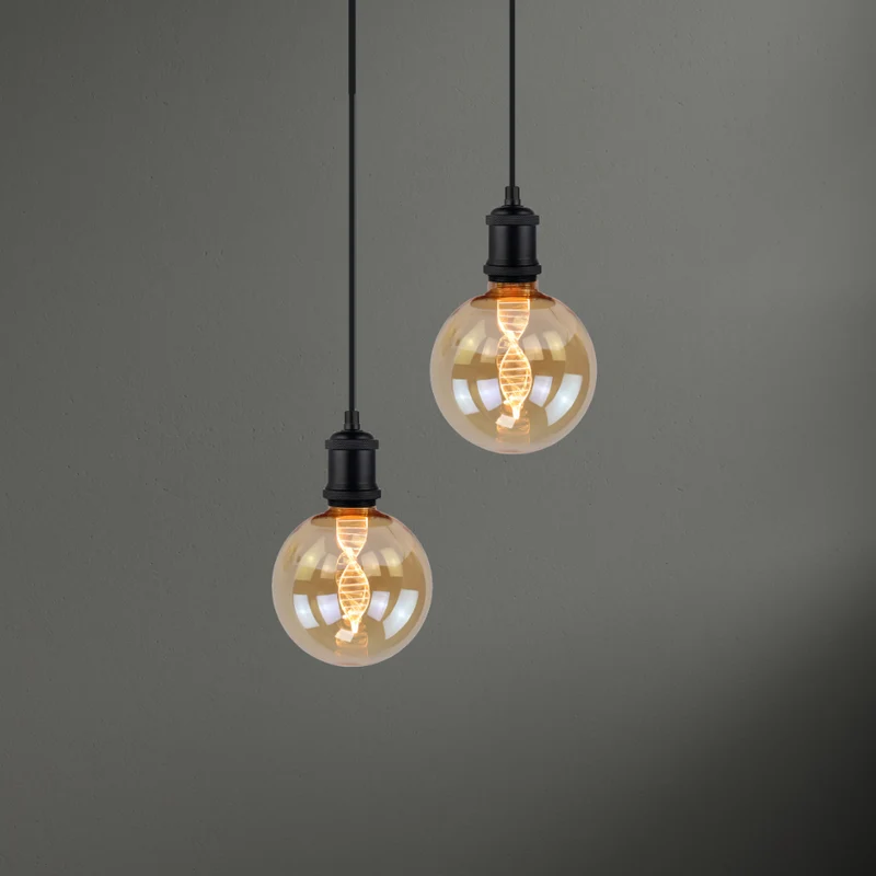 LED Filament Leuchtmittel, inkl schwarzer E27-Fassung mit Textiklkabel, 1,5m, 3.5W, 120lm, 1800K, dimmbar