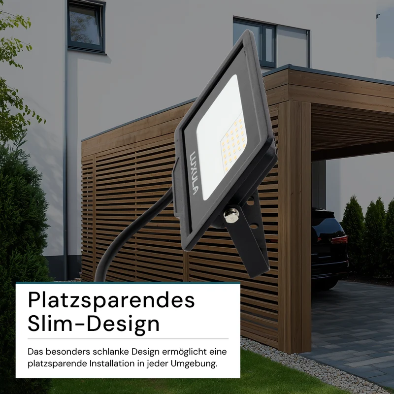 2er Pack LED-Fluter, 20 W, 4000 K (neutralweiß), 2000 lm, schwarz, IP65