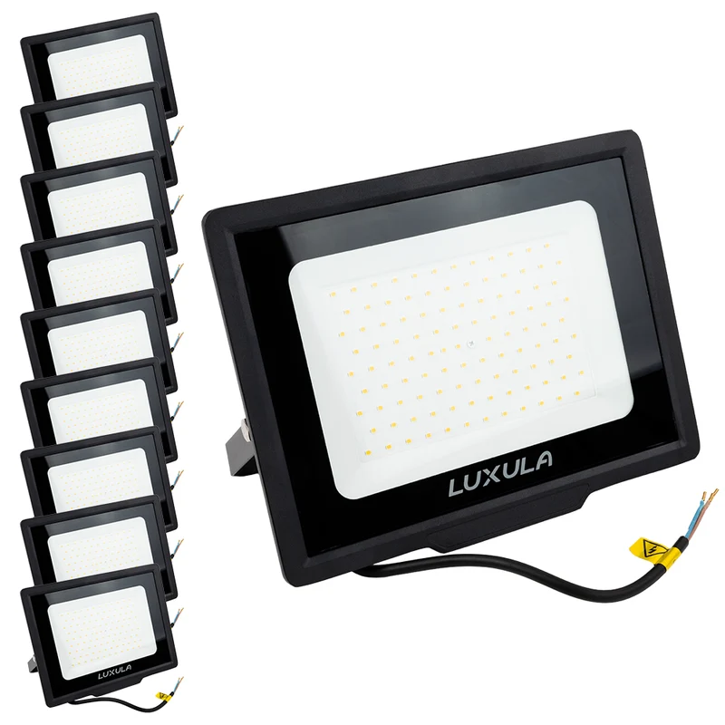 10er Pack LED-Fluter, 100 W, 4000 K (neutralweiß), 10000 lm, schwarz, IP65
