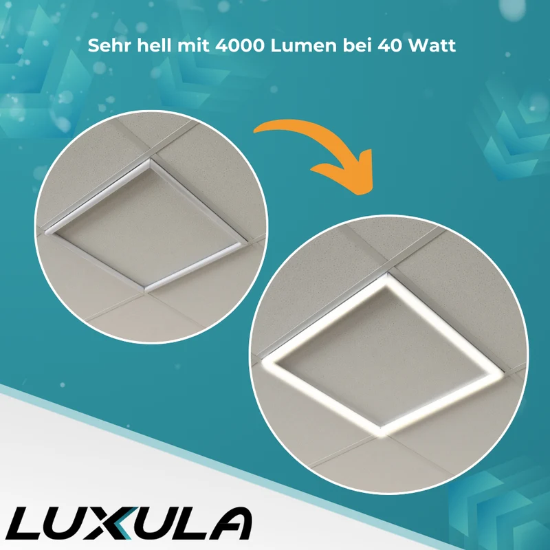 2er Set LED Leuchtrahmen, 62x62 cm, 40 W, 4000 lm, 4000 K, steckbar