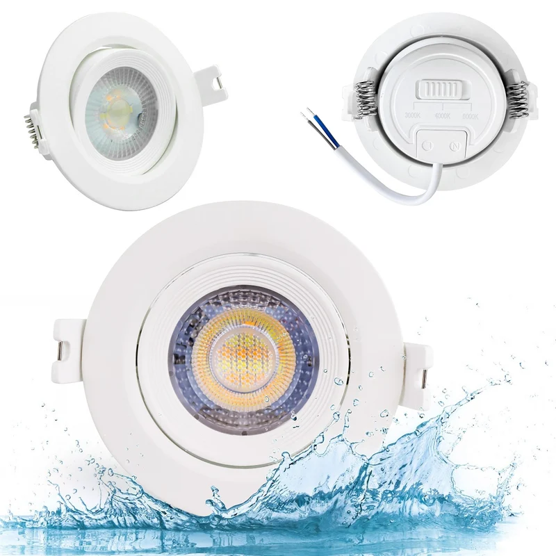 8er Set LED CCT Downlight schwenkbar, 7W, 718lm, 38°, IP44, 3000K-4000K-6000K einstellbar