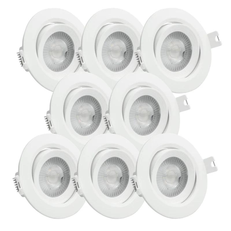8er Set LED CCT Downlight schwenkbar, 7W, 718lm, 38°, IP44, 3000K-4000K-6000K einstellbar