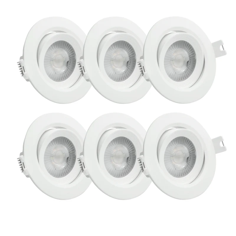 6er Set LED CCT Downlight schwenkbar, 7W, 718lm, 38°, IP44, 3000K-4000K-6000K einstellbar