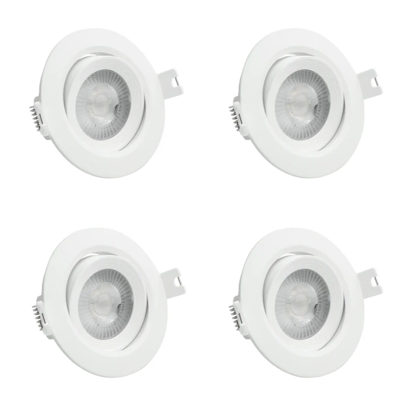 4er Set LED CCT Downlight schwenkbar, 7W, 718lm, 38°, IP44, 3000K-4000K-6000K einstellbar