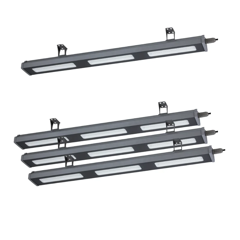 4er Pack LED-Hallenleuchte, linear, 150 W, 18700 lm, 5000 K (neutralweiß), IP65, grau