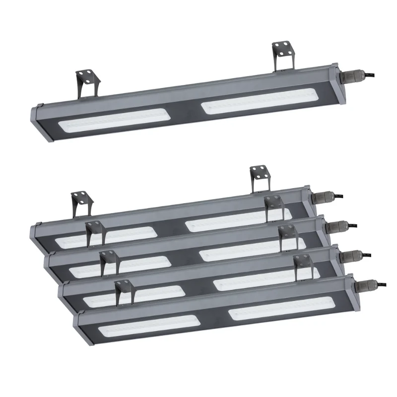 5er Pack LED-Hallenleuchte, linear, 100 W, 12400 lm, 5000 K (neutralweiß), IP65, grau