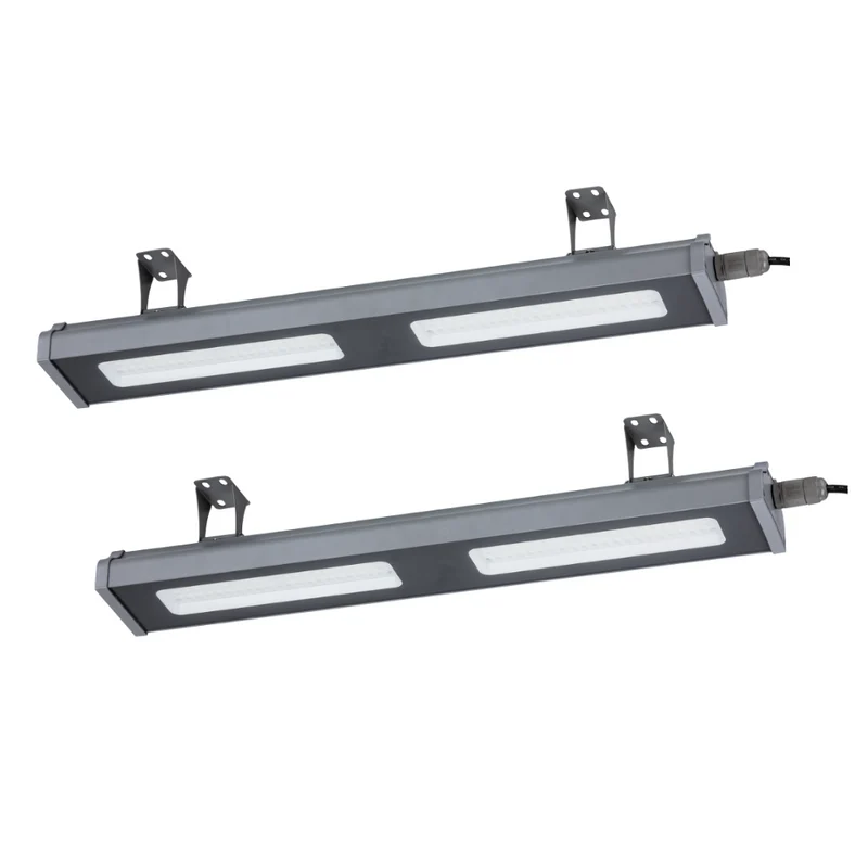 2er Pack LED-Hallenleuchte, linear, 100 W, 12400 lm, 5000 K (neutralweiß), IP65, grau