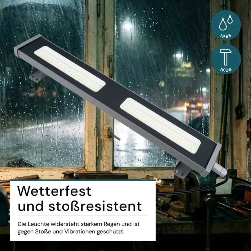 2er Pack LED-Hallenleuchte, linear, 100 W, 12400 lm, 5000 K (neutralweiß), IP65, grau