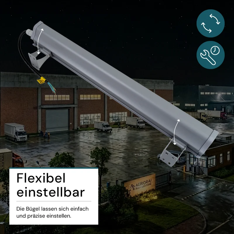 2er Pack LED-Hallenleuchte, linear, 100 W, 12400 lm, 5000 K (neutralweiß), IP65, grau